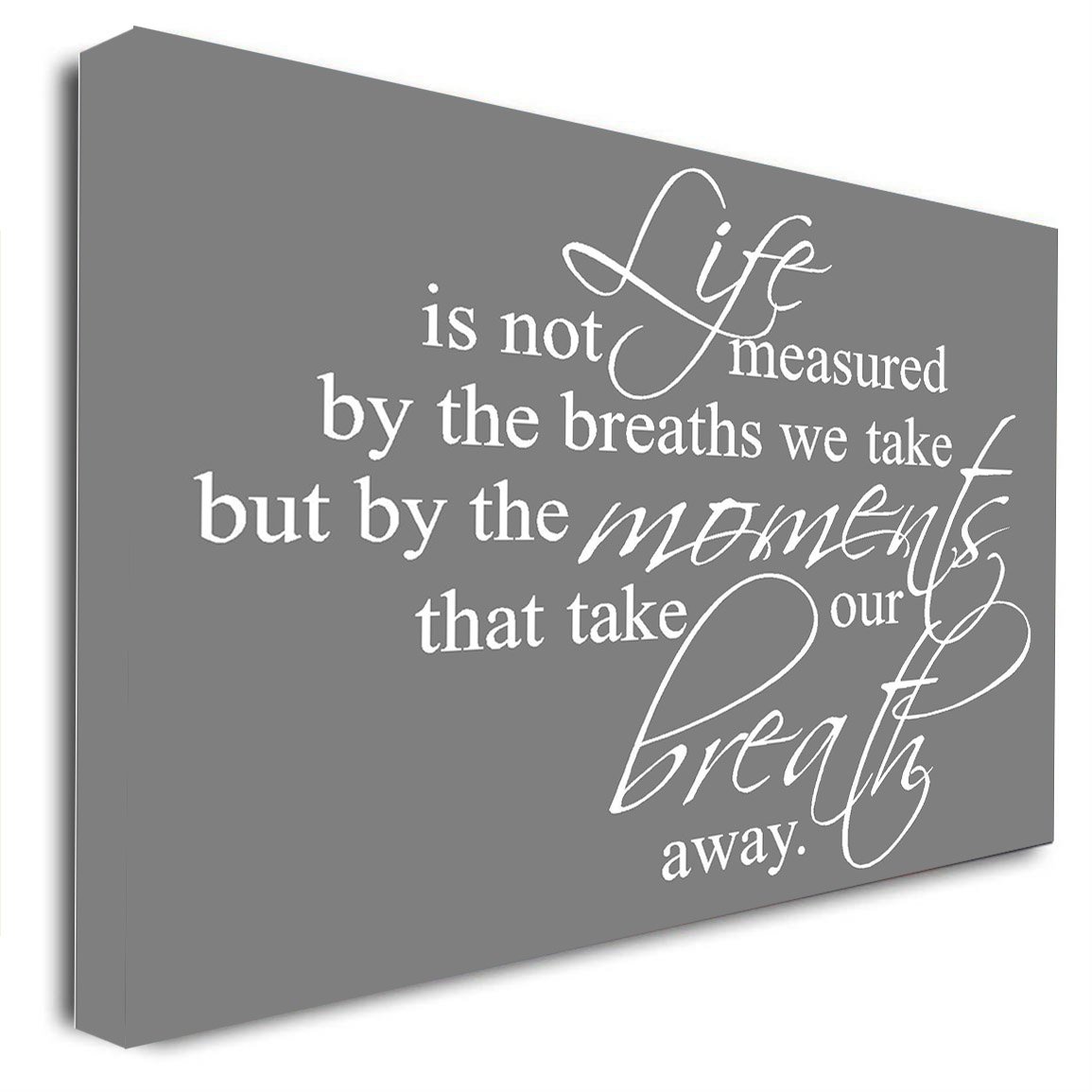 Amazon FRAMED CANVAS PRINT Life is not measured by the breaths we take but by the moments that take our breath away 22"x16" printed wall art plaque