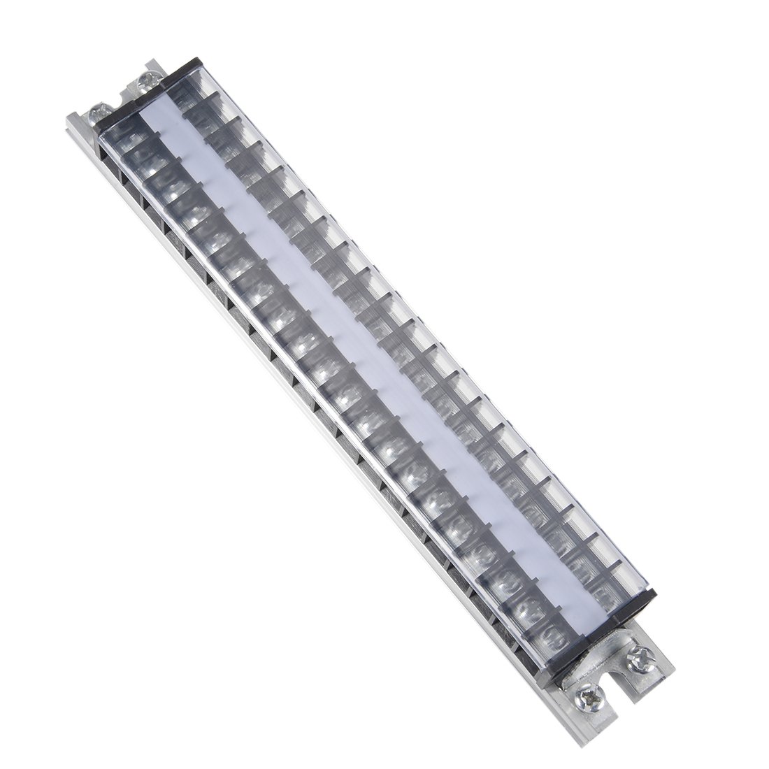 sourcing map Barrier Terminal Strip Block 660V 15A Dual Rows 20P DIN Rail Base Screw Connector