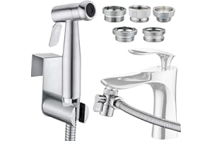 AITUOSI Sink Faucet Hose Sprayer Attachment with 5 Adapters - Dual Function Handheld Bidet - for Feminine Hygiene, Baby Diaper Cleaning & Pet Bathing