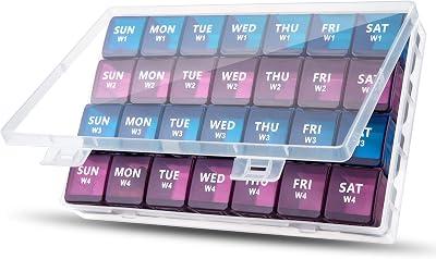 Mossime Large Monthly Pill Box Organiser 28 Day 4 Week Weekly Tray