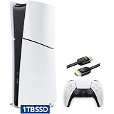 PlayStation 5 Slim Digital with 1TB SSD Storage, Wireless Dualsense Controller - PS5 Gaming System, White [video game] (Renewed) [video game]