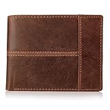 Secret Felicity Men's Vintage Genuine Leather Money Clip Bifold Wallet(SF0401) (Brown)
