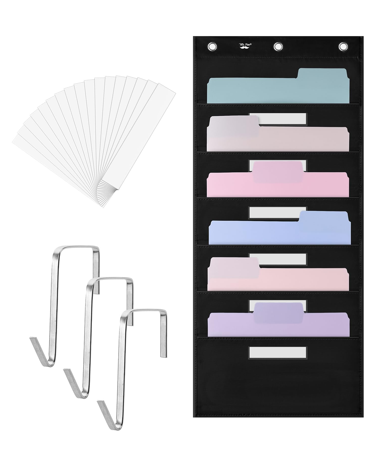 Photo 1 of Mr. Pen- Hanging Wall File Organizer with 6 Name Tag, 6 Pocket, 3 Overdoor Hangers Included, Over The Door File Organizer, Hanging Folder Organizer, Hanging File Organizer for Wall Folder Organizer