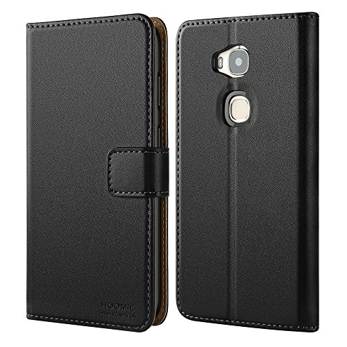 Honor 5X Case, HOOMIL Premium Leather Case for Huawei Honor 5X Phone Wallet Case Cover (Black)