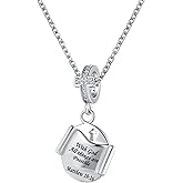 OutstandLong Bible Verse Cross Pendant Christian Necklaces Prayer Charm Faith Religious Birthday Christmas Jewelry for Women