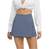Floerns Women's High Waist Elegant Solid Zipper Fly Business Office Skort Shorts