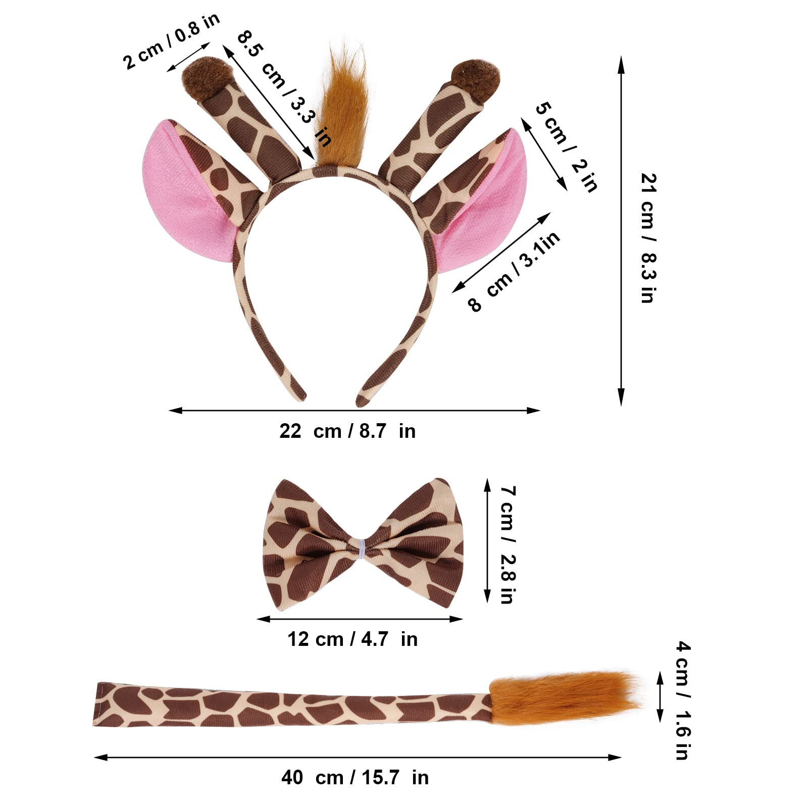 Marrywindix Khaki Giraffe Costume Tutu Set Animal Fancy Dress Costume Kit Halloween Party Dress Up Accessories