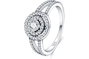 KUNSIR 925 Sterling Silver Rings Classic Cubic Zirconia Eternity Promise Statement Anniversary Wedding Bands Engagement Rings for Women Infinity Forever Love Ring Size 7-9