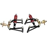 Flynsu 11'' Front Suspension Shock Swing Arm Full Kit Upper Lower Steering Knuckle Spindle Kit Replacement for DIY ATV Quad B