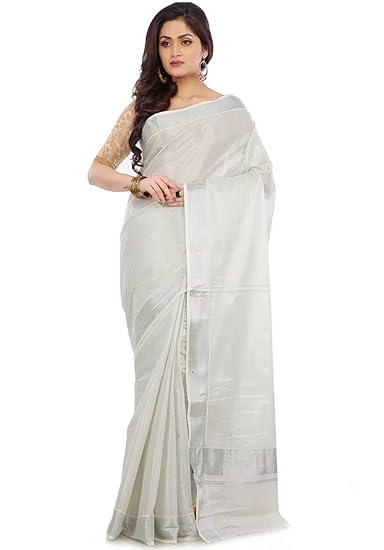 Women's Cotton Kerala Kasavu Tissue Saree With Blouse