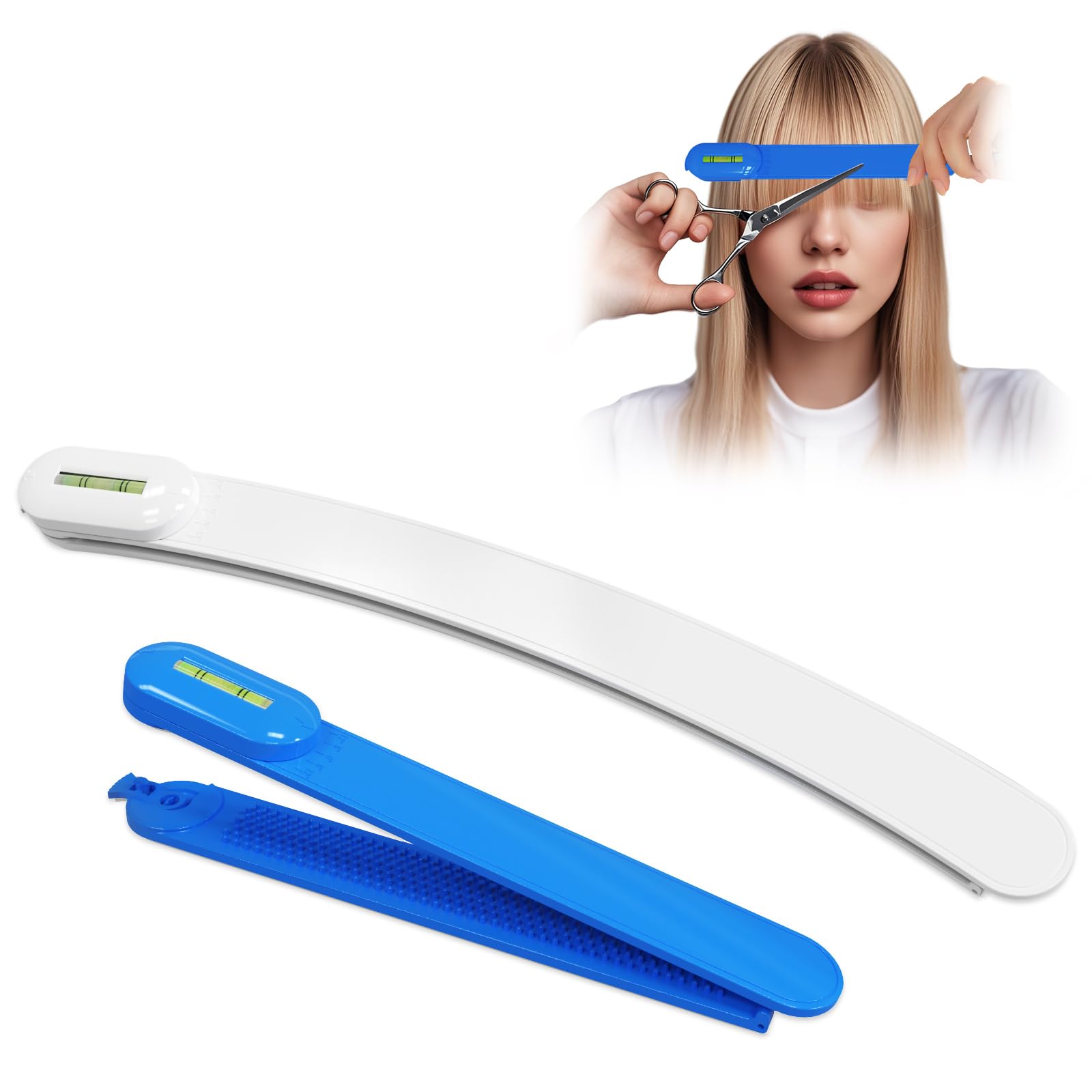 Photo 1 of TagRecove Professional Hair Styling Tools: DIY Layering and Trimming Kit with Clips, Guide for Bangs, Layers, Split Ends - Blue