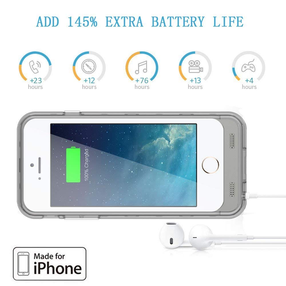 Niubity 4000mAh Charger Case for iPhone 6 Plus/ 6s Plus Portable Protective Charging Case iPhone 6 6s Plus(5.5 inch) Extended Battery Charger