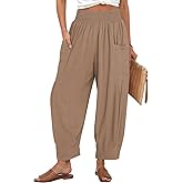 TARSE Women Linen Boho Pants Summer Casual Loose High Waist Cargo Lounge Harem Pant 2025 Beach Travel Vacation Outfits