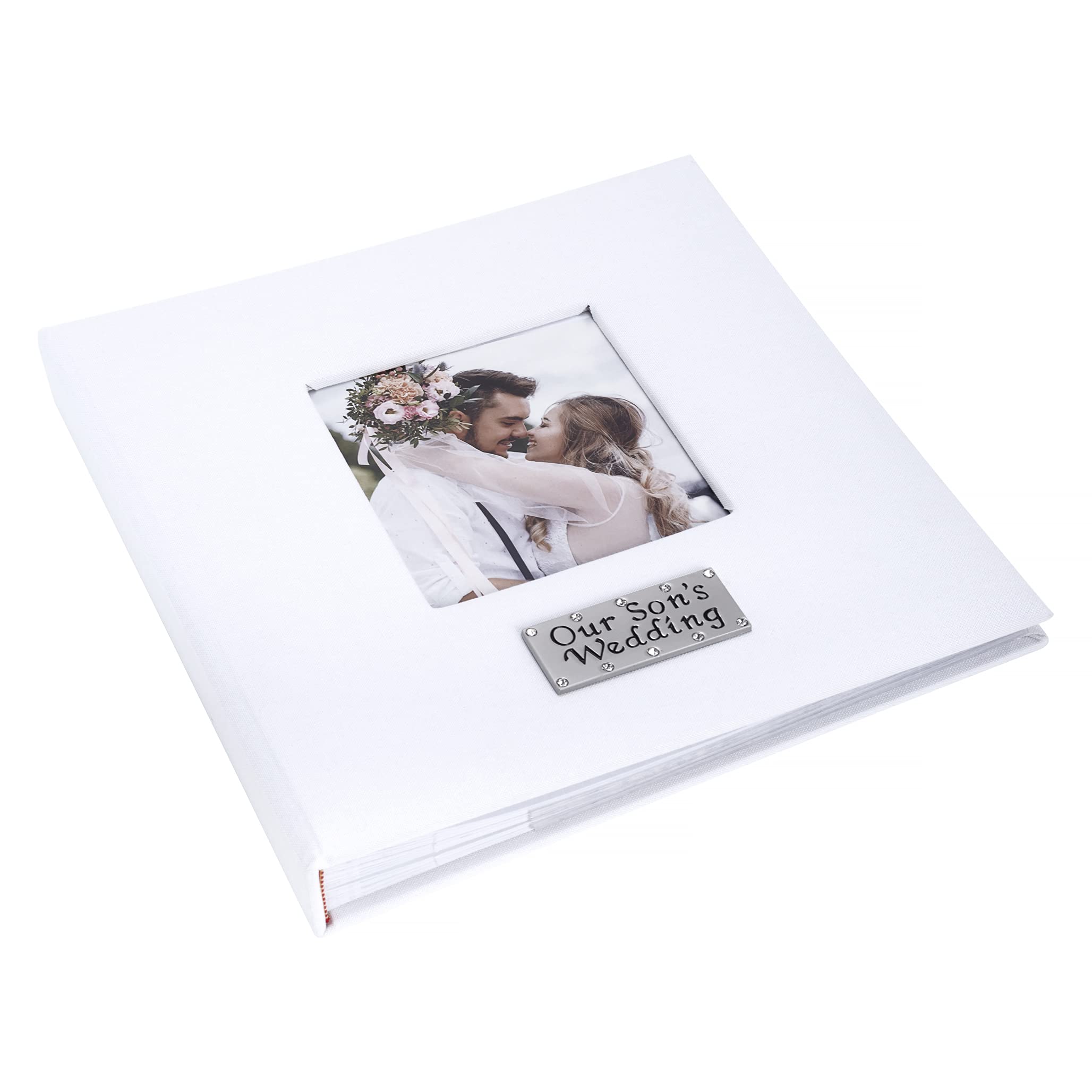 Our Son's Wedding (boxed) photo album (boxed gift - Holds 6x4 photos x 100) Insert your own photo into the clear window.