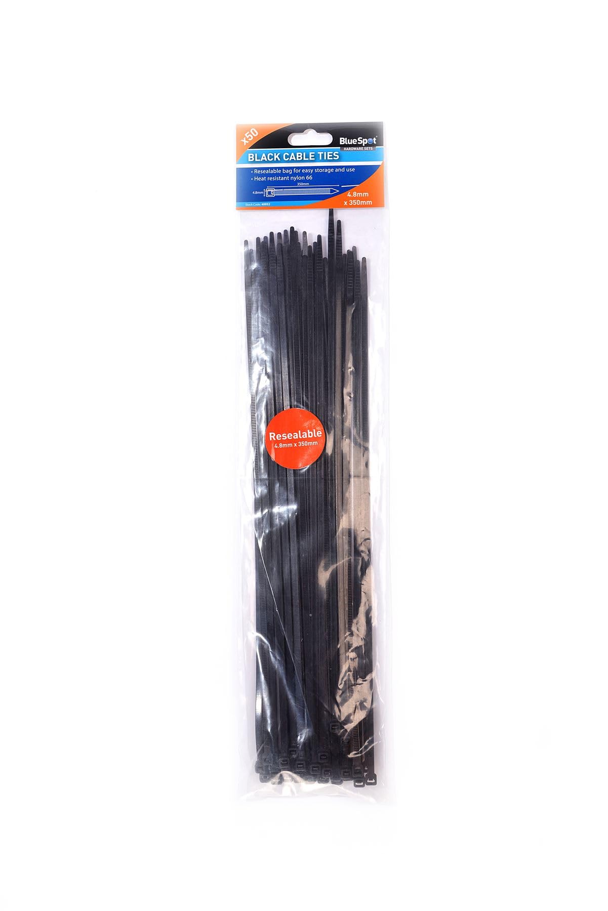 Blue Spot 40052 4.8 x 350 mm Cable Tie Set - Black (50-Piece)
