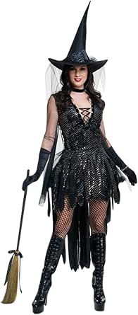 Amazon.com: XUBA Disfraz de bruja para mujer, para maquillaje, fiesta,  Halloween, traje de rendimiento elegante, L : Ropa, Zapatos y Joyería