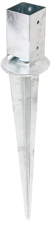 GAH-Alberts 208103 Einschlag-Bodenhülse für Vierkantholzpfosten, mit verstellbarem Topf - feuerverzinkt, 71 x 71 mm / 750 mm