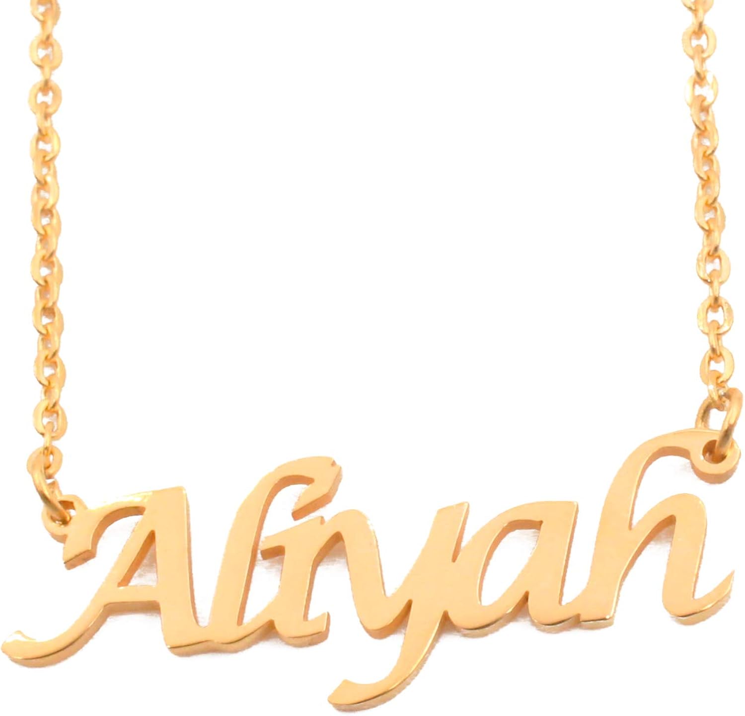 Kigu Aliyah Name Necklace Personalised 18ct Gold Plated, Custom Dainty Name Pendants, Jewellery for Ladies Girlfriend, Mother