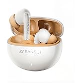 SANSUI Earbuds Wireless Bluetooth 6.0,ANC Noise Cancelling IPX4 Waterproof Stereo Headphones, Noise Cancelling Earbuds,up to 20 Hours of Battery Life,Deeper Bass,W59 (Khaki White)