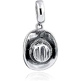 Bolenvi Cowboy Hat Dangle Pendant Charm - Omni Clasp Clip on 925 Sterling Silver Charms Compatible with Pandora & Similar Bracelets, Necklaces & DIY Jewelry