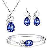 Menton Ezil Charming Crystal Jewelry Sets For Women 18K White Gold Plating Bracelet Necklace And Earrings Sets For Wife Girlfriend Or Mothers Idea Gift For Mother's day
