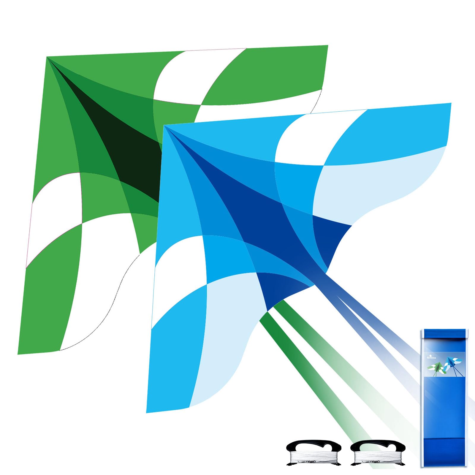 Simxkai Kite for Kids Adults, Easy to Fly, Best Delta Kite for Beginners Toddlers (Blue & Green)