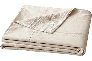 BESTOUCH Flat Sheet Only 100% Washed Cotton Linen Feel Wrinkle-Free, Fade-Resistant, Stain-Resistant, Bed Top Sheet, Solid Linen Grey King