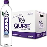 QURE Water, Premium 10 pH Ionized Alkaline Bottled Water, Silky Smooth Taste Infused with Electrolytes, 33.8 fl oz (1 Liter) 