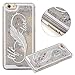 IKASEFU Hard Clear Case for iPhone 6 Plus/6S Plus,Novelty 3D Creative[Flowing Glitter Silver Stars]Feather Hard Transparent Liquid Protective Case Cover for iPhone 6 Plus/6S Plus 5.5