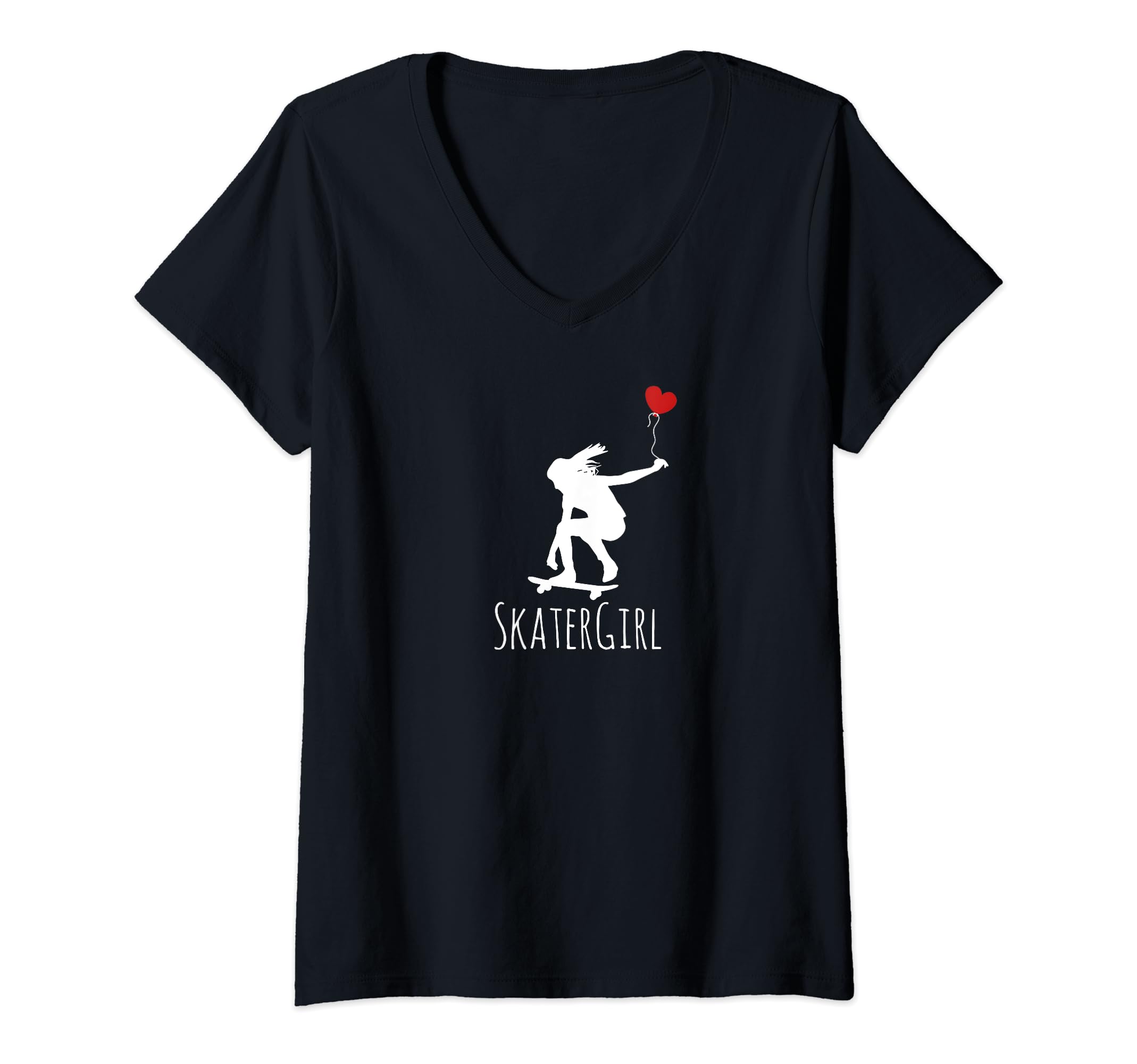 Skater Girl Skateboard Skate Skating V-Neck T-Shirt