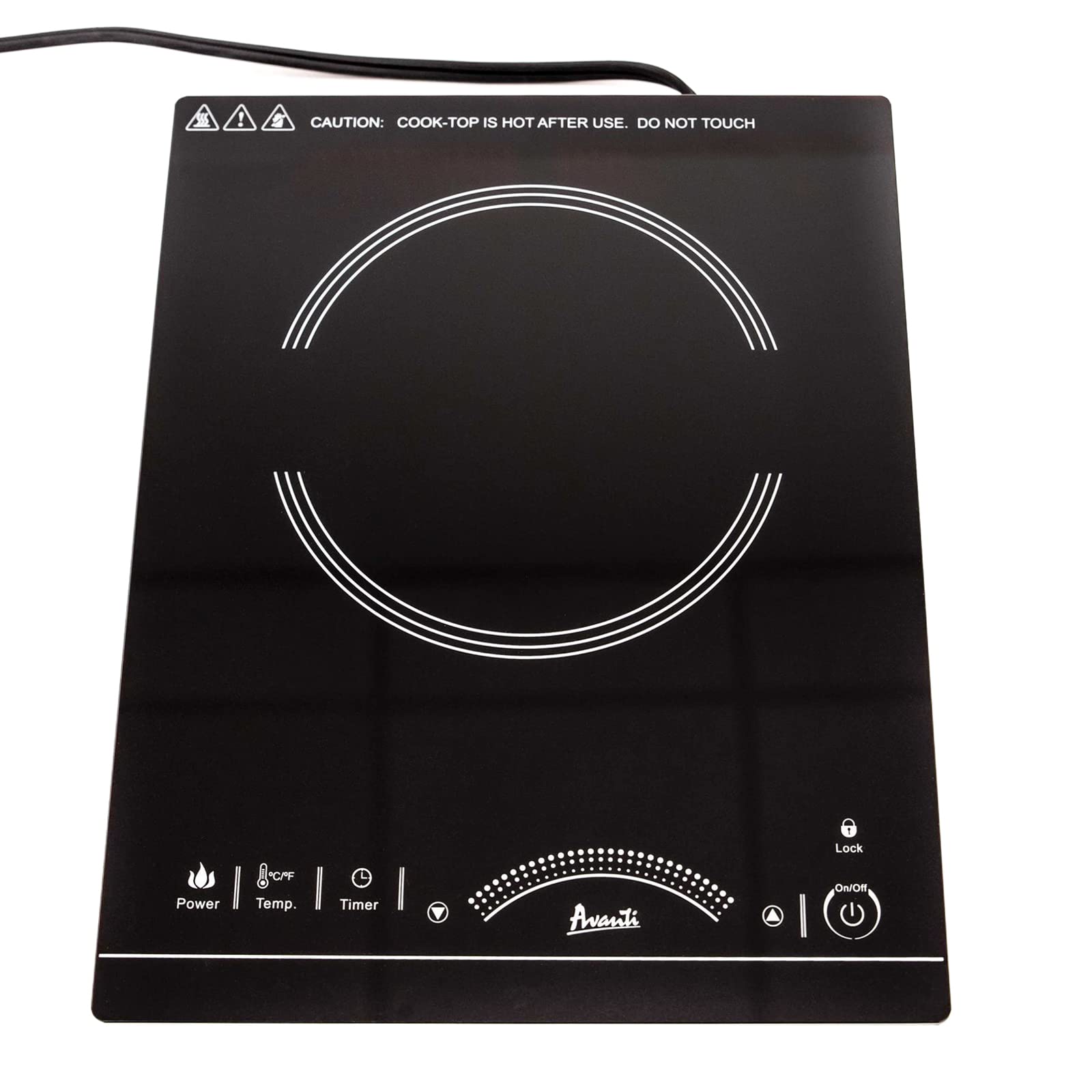 Avanti Portable Cooktop Electric Hot Plate Stove Top with Single Induction Burner, 6 Power Settings, Temperature Touch Control 140-460F Perfect for Campers & Tiny Homes, 1800-Watts, Black