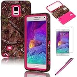Galaxy Note 4 Case, [Real Tree Camo Design] Case, EC™ Luxury 3 in 1 Hybrid High Impact Soft TPU + Hard PC Case Cover for Samsung Galaxy Note 4 (AT&T, Verizon, T-Mobile, Sprint, And All International Carriers) with Screen Protector + Stylus (Camo-Rose)