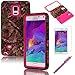 Galaxy Note 4 Case, [Real Tree Camo Design] Case, EC™ Luxury 3 in 1 Hybrid High Impact Soft TPU + Hard PC Case Cover for Samsung Galaxy Note 4 (AT&T, Verizon, T-Mobile, Sprint, And All International Carriers) with Screen Protector + Stylus (Camo-Rose)