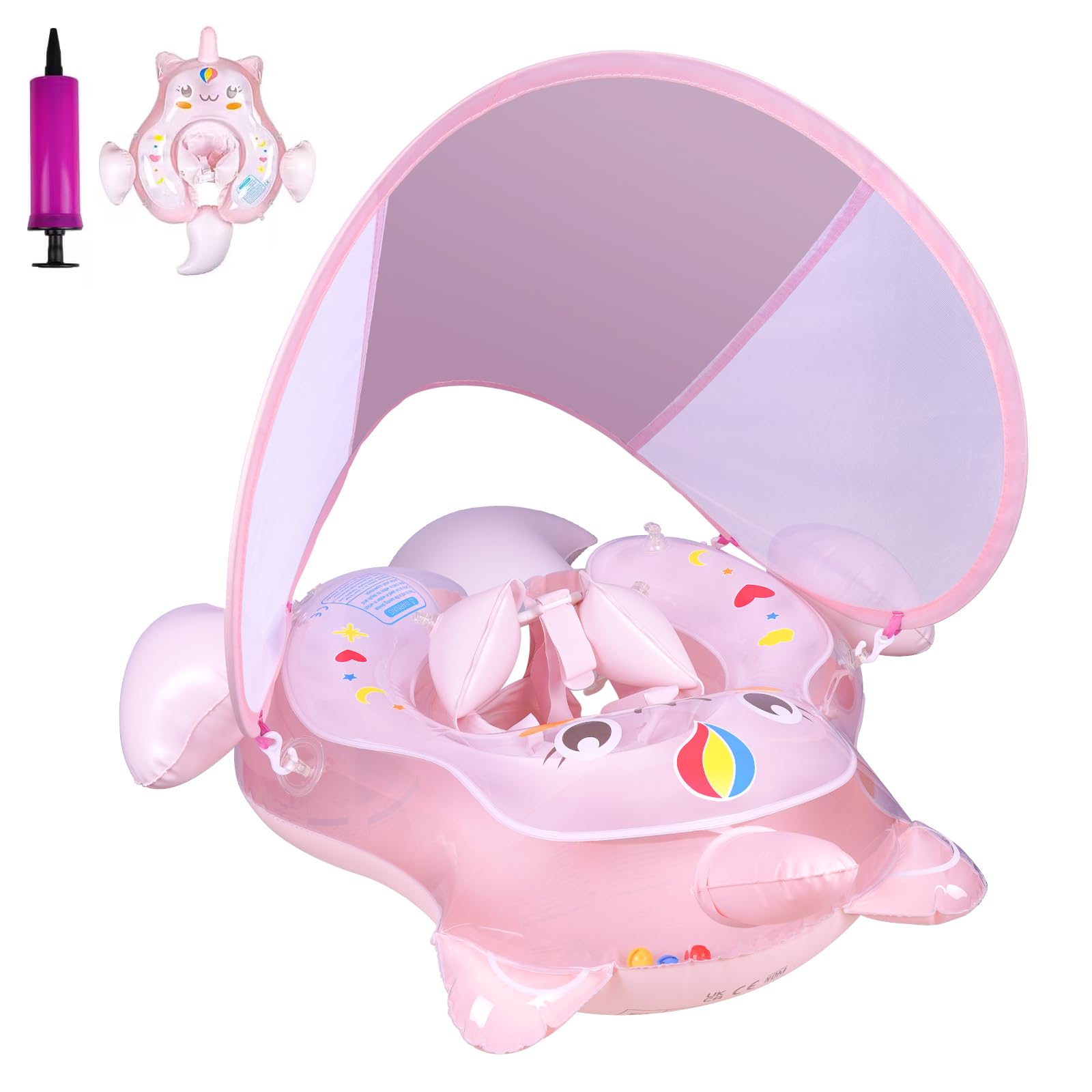 Baby Swimming Float, Inflatable Baby Pool Float with Safety Seat, Unicorn Baby Swimming Ring Fun Water Toys Bathing Accessories for Age 12-36 Months Babies Toddlers Kids Infant Children.