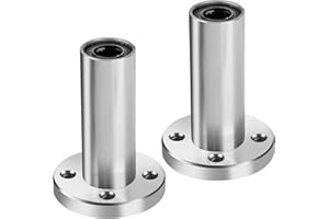 Niooliuk (Pack of 2) LMF8LUU Extra Long Round Flange Linear Ball Bearings Double Side Rubber Sealed, 8mm Bore Dia, 15mm OD, 45mm Length