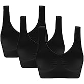 Vermilion Bird Women's 3 Pack Seamless Comfortable Sports Bra with Removable Pads