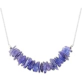 InfinityGemsArt Tanzanite Necklace for Women December Birthstone Jewelry Natural Raw Gemstone Rough, Dainty Crystals and Healing Stones 925 Sterling Silver Chain 20 inch