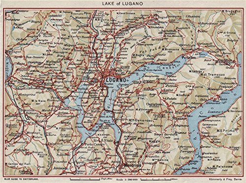 Map Of Lake Como Italy And Switzerland Lake Of Lugano. Vintage Map Plan. Lago Di Lugano. Switzerland Italy - 1948  - Old Map - Antique Map - Vintage Map - Switzerland Maps: Books