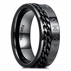 King Will 8mm Black Spinner Ring Cuban Chain Viking