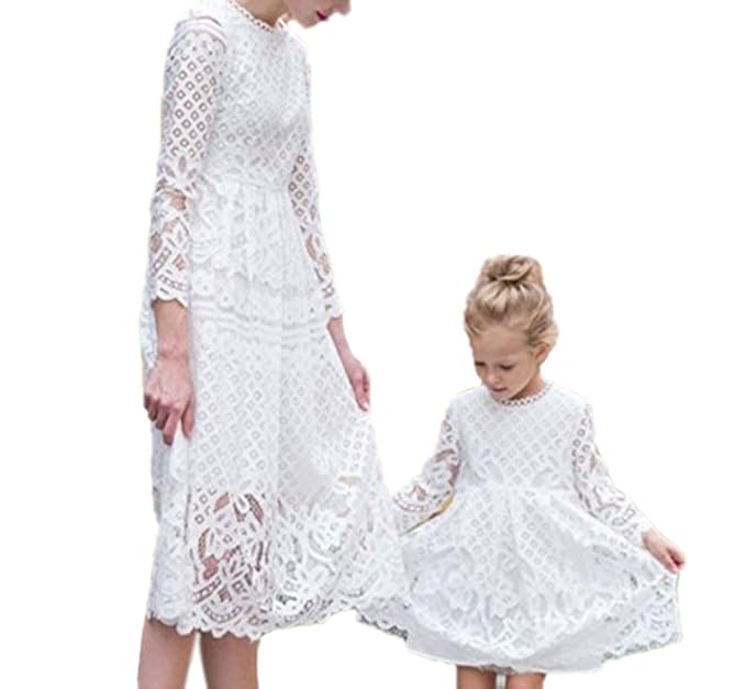 Huateng Mère Fille Correspondant Robe Femme Fille Robe Bébé