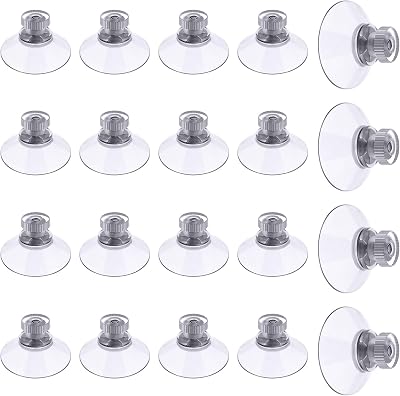 Flintronic 20 Pcs 25mm Clear Suction Cups with Knurled Nut