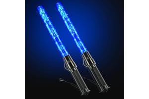 ELLUMIN 2 Pack Traffic Wand, 16-inch Safety LED Traffic Control Baton with 2 Glow Modes, Signal Wand for Airport Marshaling, Car Directing, Parking Guide (2 Pack, Blue)