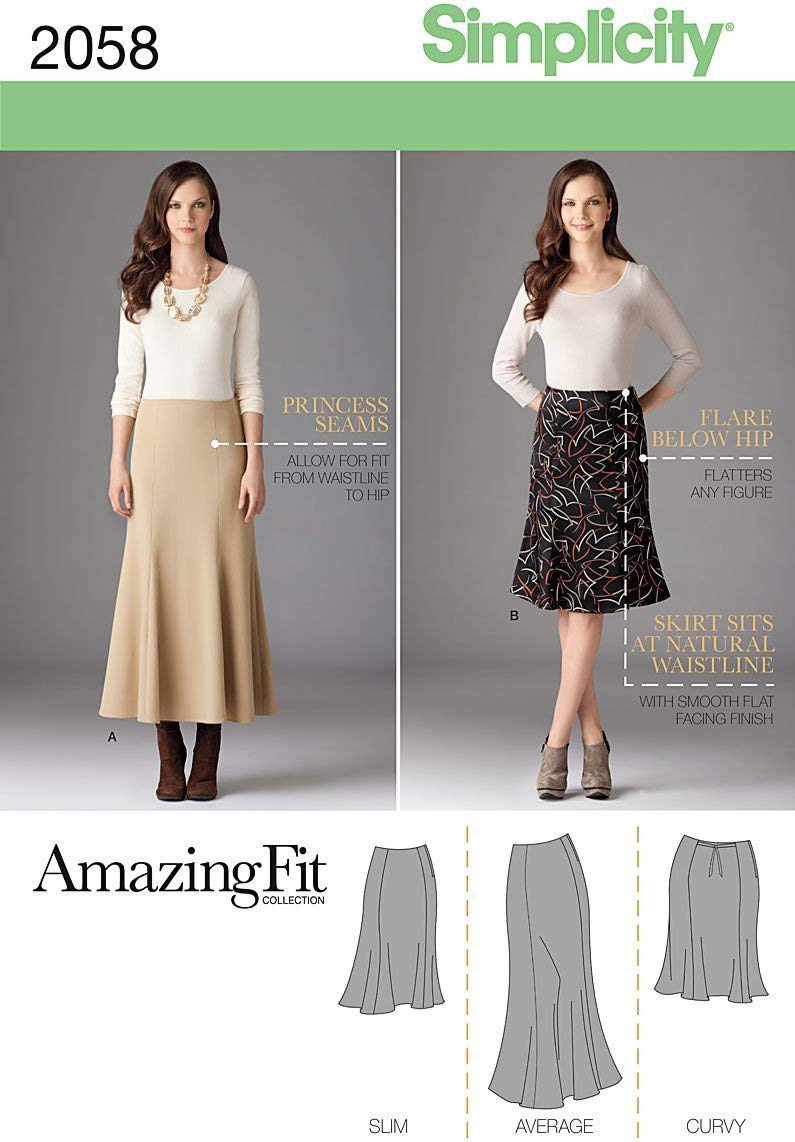 Simplicity 2058Women's & Plus Size Amazing Fit Skirt, Paper, White, BB (20W-28W)
