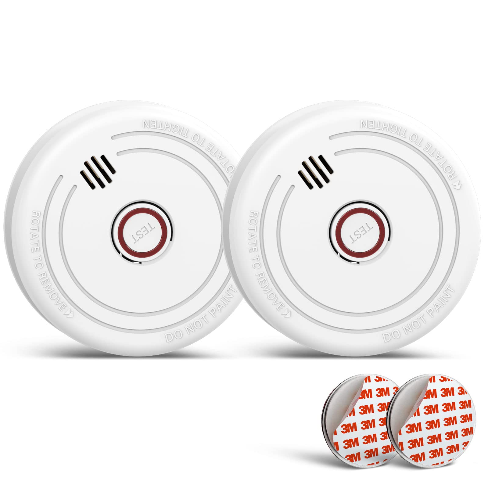Ruan Photoelectric Smoke Alarm With 10 Years Life Passed the EN14064 Standard Magnetic Smoke Detector Mount Magnet Smoke Detector with Test Button 1 Year Battery 2 Pack