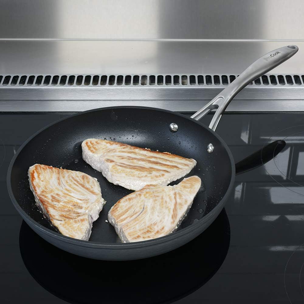 ProCook Professional Anodised NonStick Frying Pan Set with Lids 3 Piece Induction Pans with