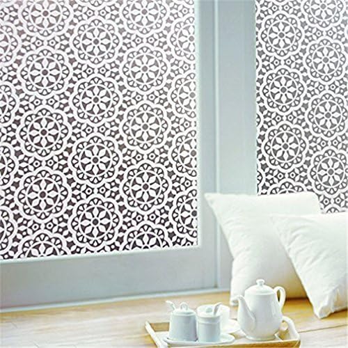 Viclover Window Film Decorative Paper Sticker Non-Adhesive Chinese Characteristics Lace Flower Decal Panel Home Office Privacy Static Cling 17.7 by 78.7 Inch