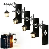 Miniature Hanging Library Lantern - Bookshelf Lamp with Bookend, Warm & Cool Modes, Decorative Book Nook Light for Reading Corner, Home Library Decor, Gift for Book Lovers(4, Bookshelf Light)