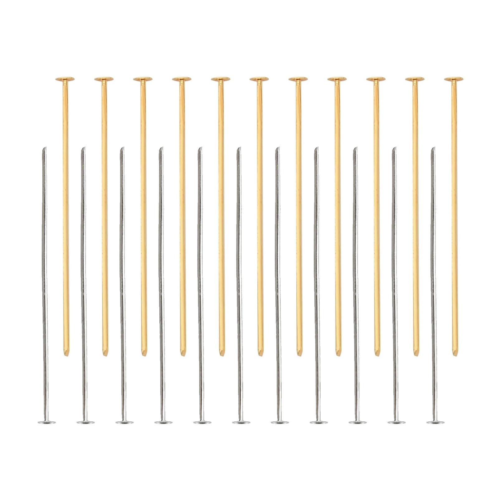 Photo 1 of 100Pcs 2 Inch Gold Silver Flat Head Pins 23 Gauge Jewelry Making Supplies for DIY Craft Earrings Bracelets Necklaces Findings