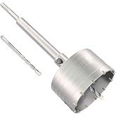 4" Concrete Hole Saw, 102mm Tungsten Steel Core Bit for Cinder Block, Brick, Rock, Plank Walls for Pipes or mini Split Lines, with SDS Plus Shank and 2 Center Positioning Drill Bits.