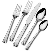 Pfaltzgraff Beckham 20-Piece 18/10 Stainless Steel Flatware Set | Complete Service for 4, Classic Silverware Design, Ideal for Everyday Dining &amp; Entertaining, Dishwasher Safe